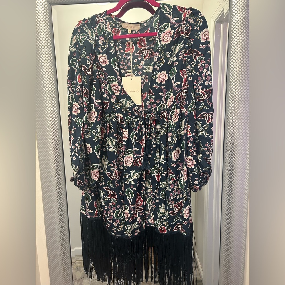 *Host Pick* Boutique Floral Kimono W/Fringe Bottom New - Picture 2 of 2